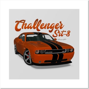 Challenger Srt-8 Orange Stripe Front Posters and Art